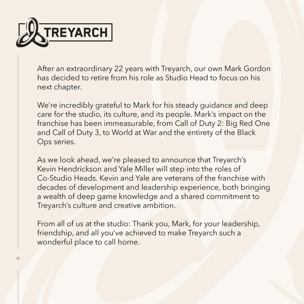 Black Ops studio head of 22 years departs Treyarch after overseeing every entry in the series